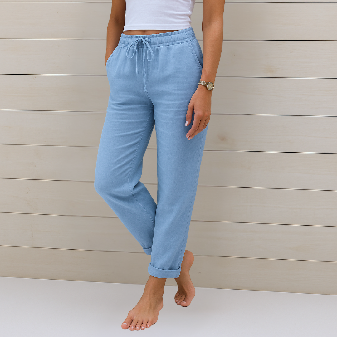 Maylora | Drawstring Relaxed Linen Trousers