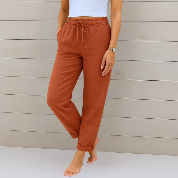 Maylora | Drawstring Relaxed Linen Trousers