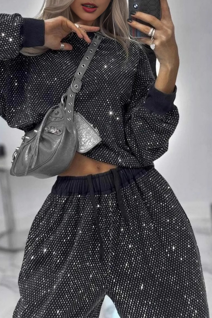MELIORA – CASUAL SEQUINED O-NECK LONG SLEEVE TWO-PIECE SET