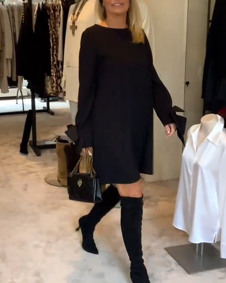 Elegant Dress Round Neck Sleeve Bow