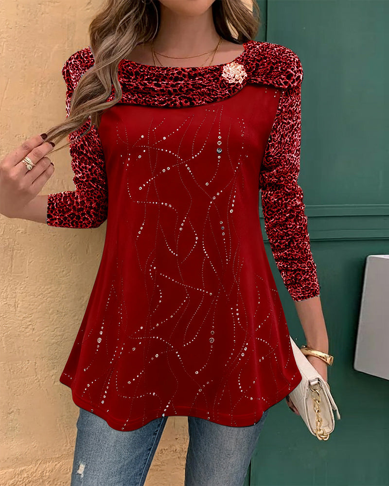 Long Sleeve Leopard Print Top