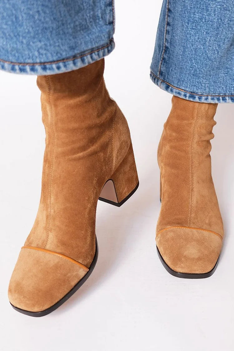 SUEDE ZIP-UP ANKLE BOOTS