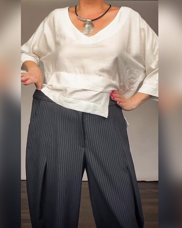 Casual Pants with Retro Stripes