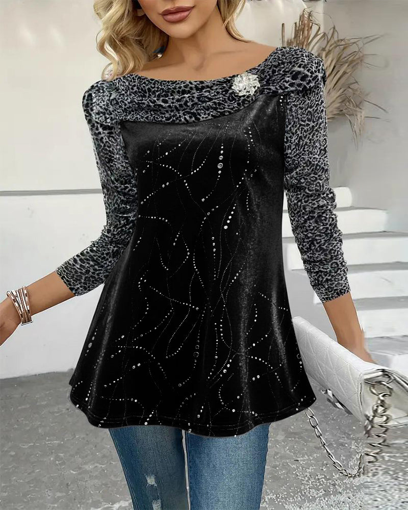 Long Sleeve Leopard Print Top