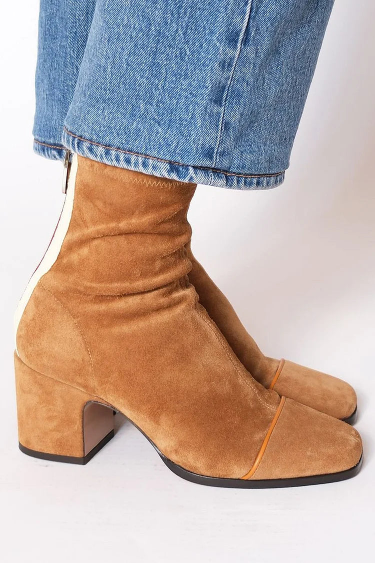 SUEDE ZIP-UP ANKLE BOOTS