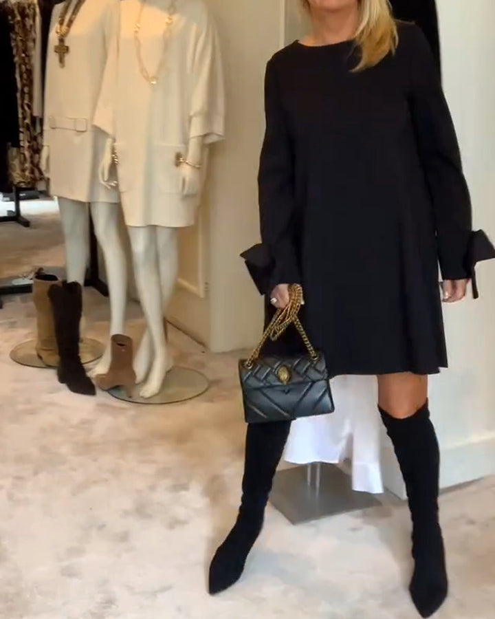 Elegant Dress Round Neck Sleeve Bow