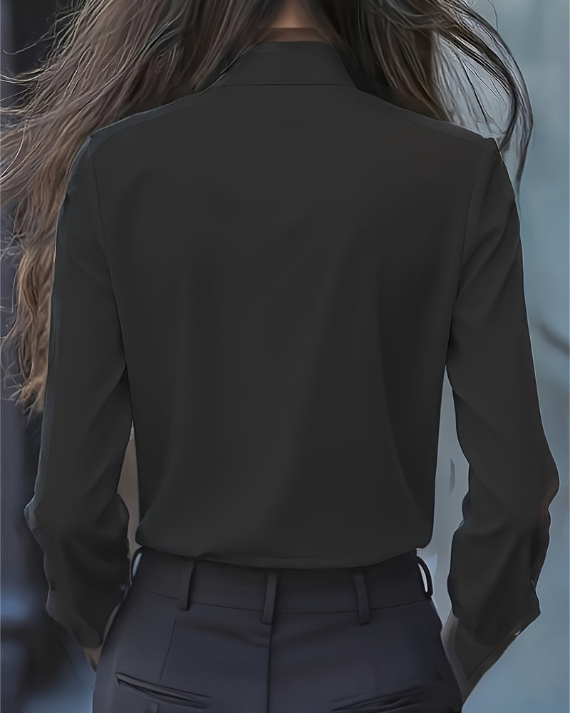 Long Sleeve Blouse with Knot and Ruffles