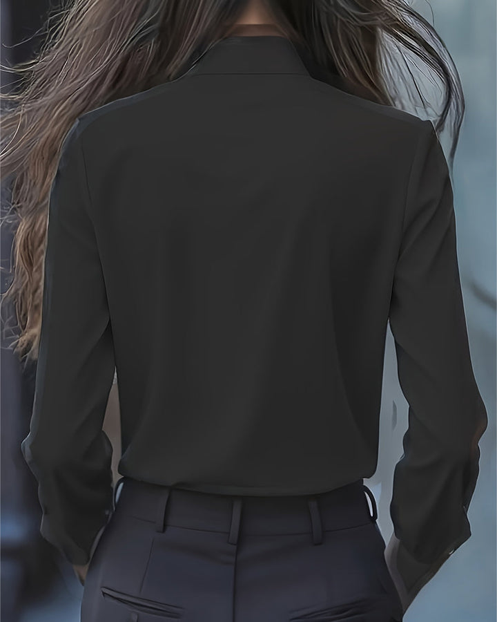 Long Sleeve Blouse with Knot and Ruffles