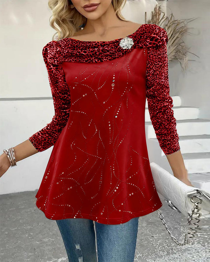 Long Sleeve Leopard Print Top