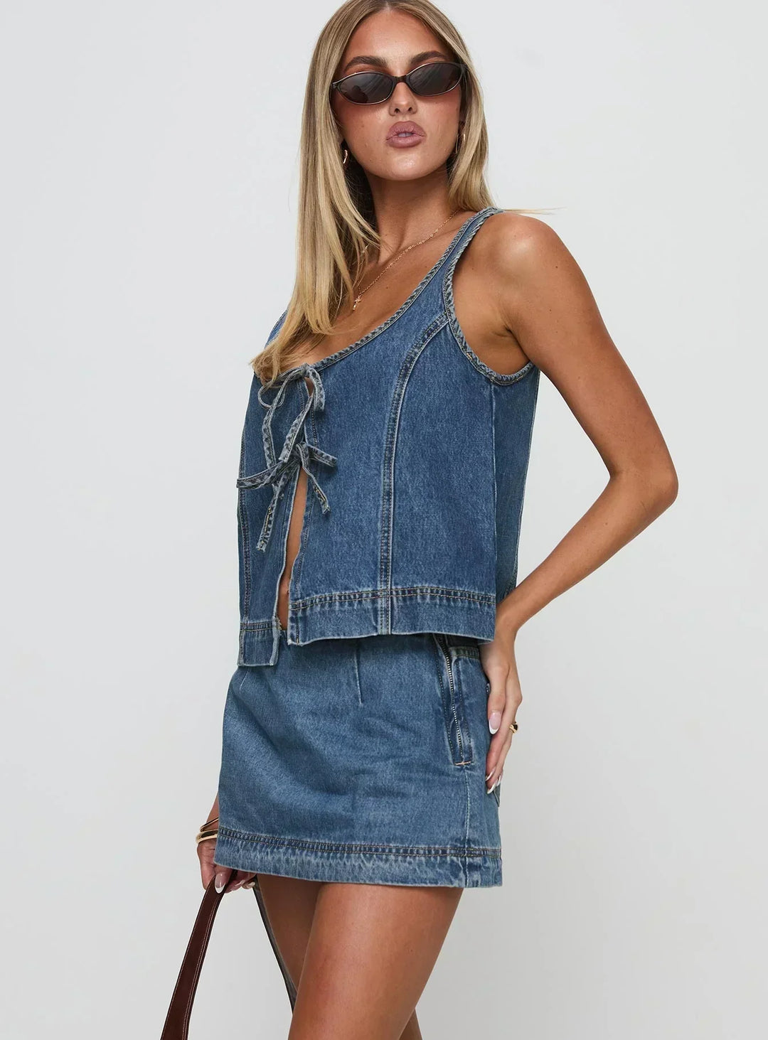 COURTNEY – RYDER DENIM TOP AND SKIRT SET