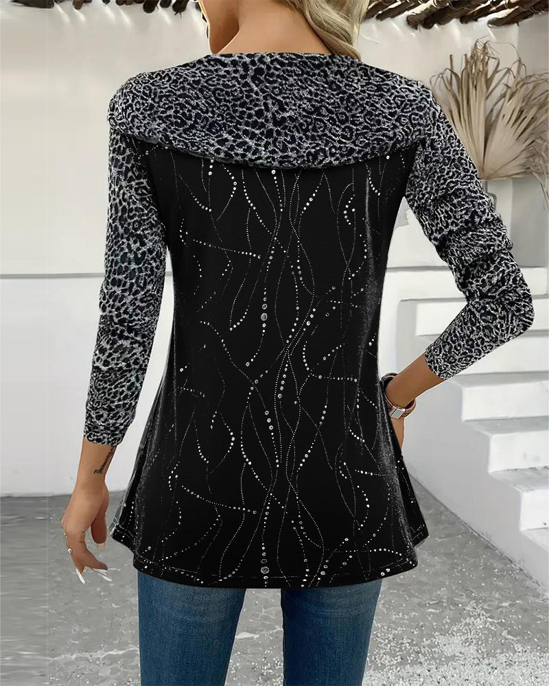 Long Sleeve Leopard Print Top