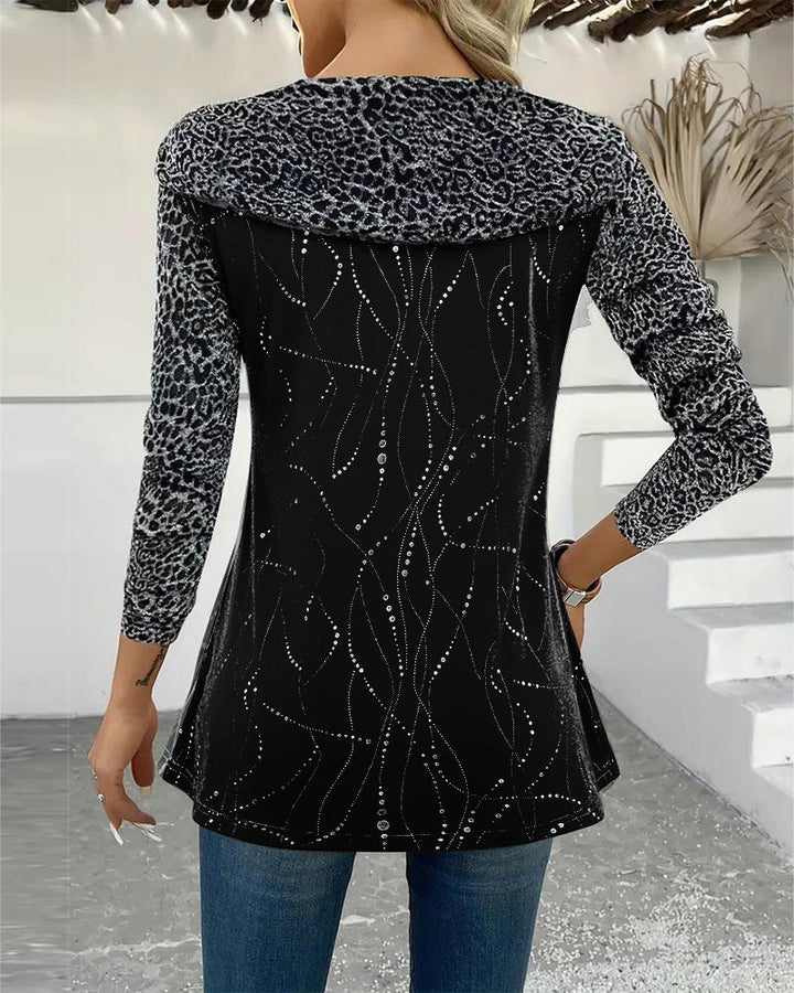 Long Sleeve Leopard Print Top