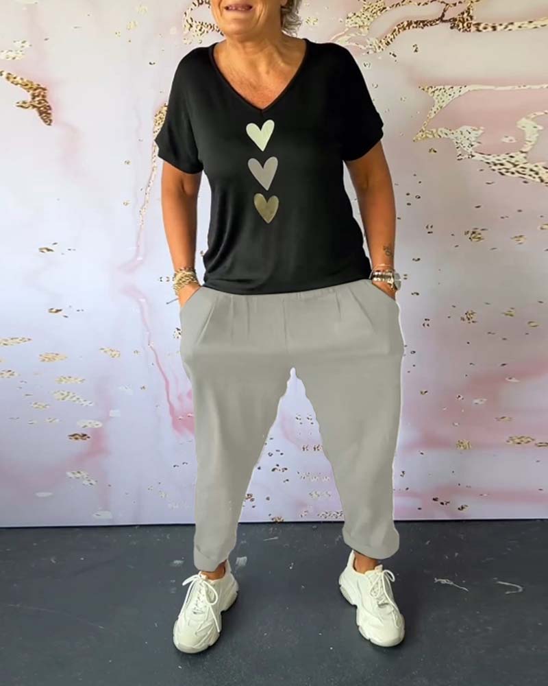 Comfortable Casual Pants with Solid Color Pocket