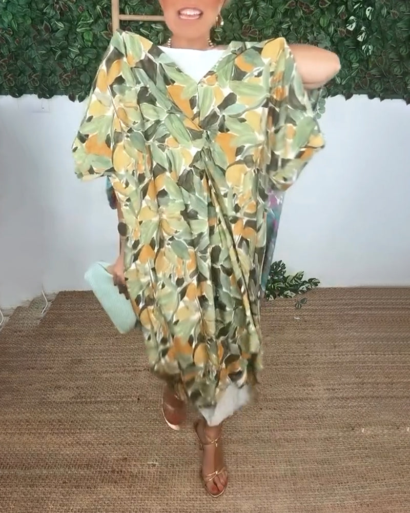 Dress with V-Neck and Twisted Pattern