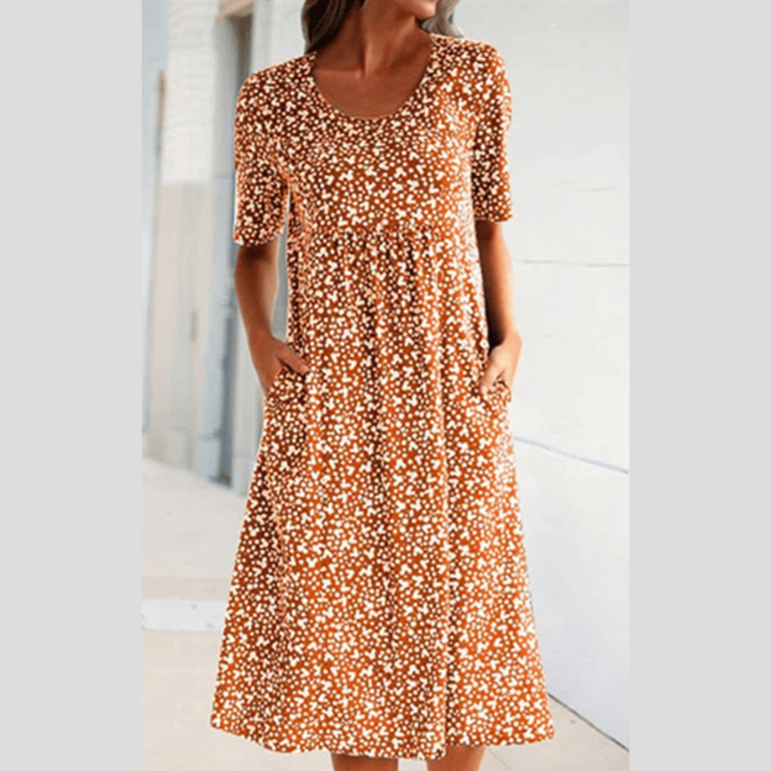 Amara | Stylish Floral Print Midi Dress