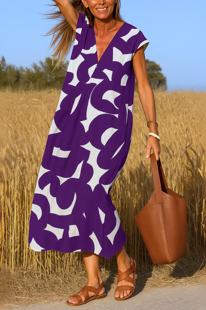 Ellen™ | Printed Dress with V-Neck