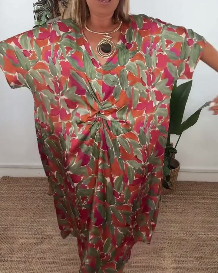 Dress with V-Neck and Twisted Pattern