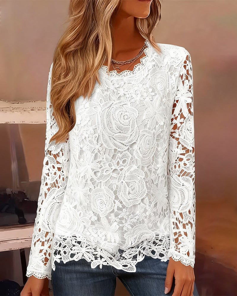 Basic Long Sleeve Lace Top
