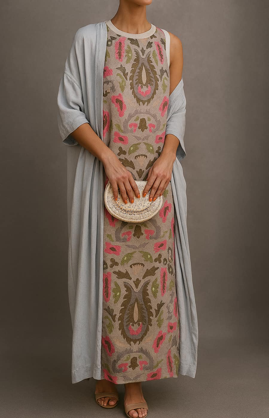 Raffaella | Elegant Long Dress with Coordinated Stole