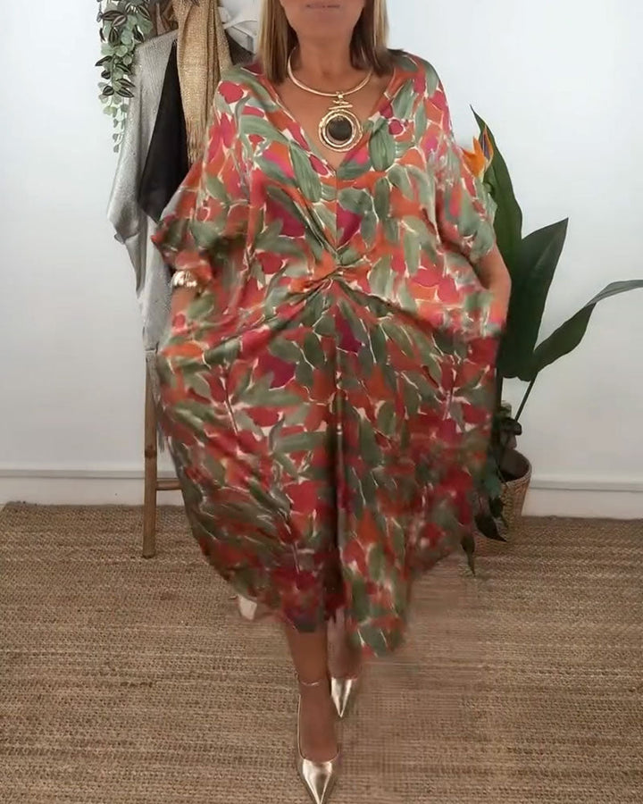 Dress with V-Neck and Twisted Pattern