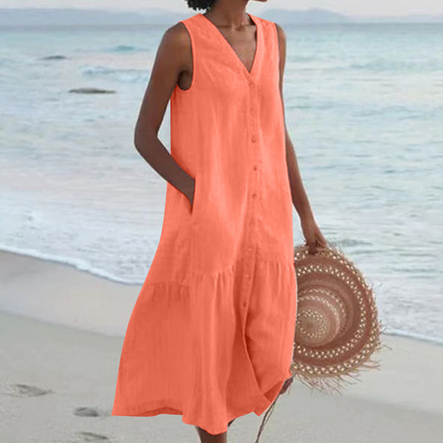 Maria | Stylish V-Neck Button-Down Summer Dress