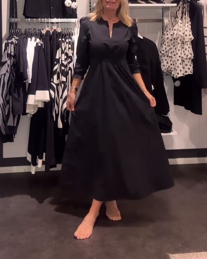A-Line Dress with Puff Sleeves and Defined Waist