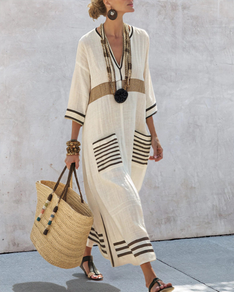 Loose Contrast Dress For Holidays