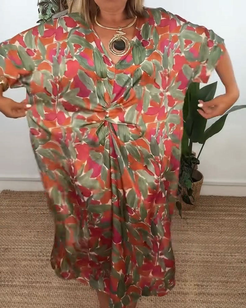 Dress with V-Neck and Twisted Pattern