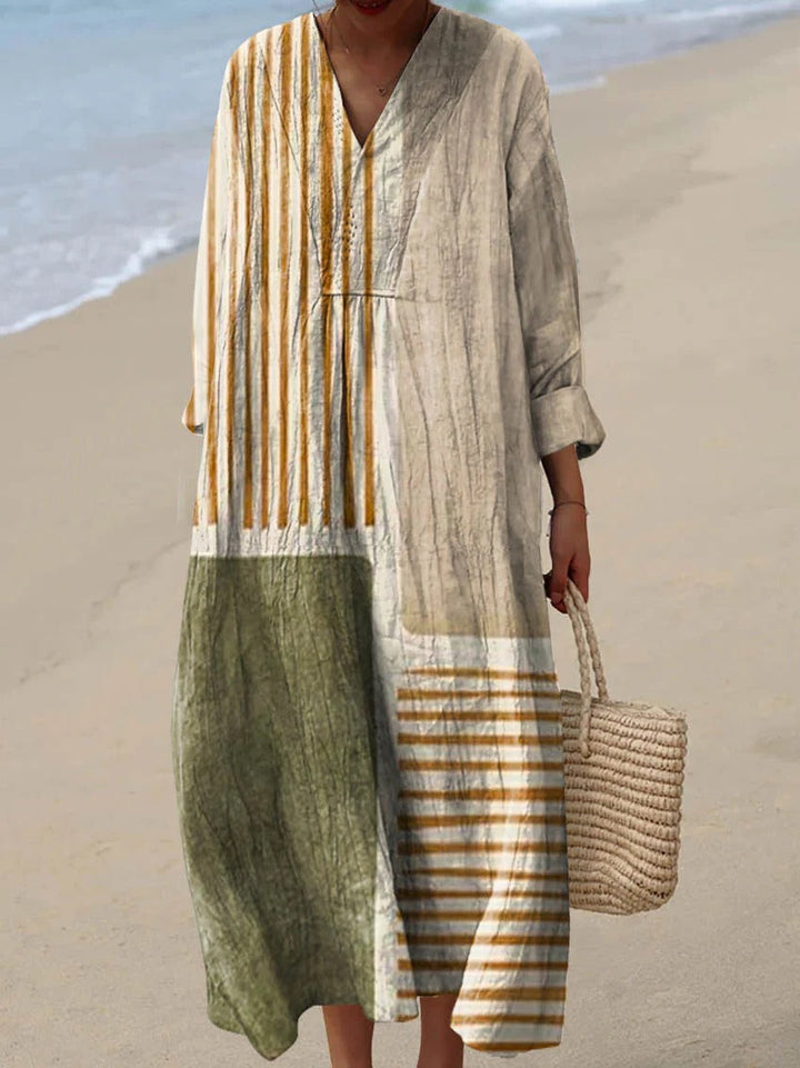 Ottilie | Colorful Striped Patchwork Midi Dress