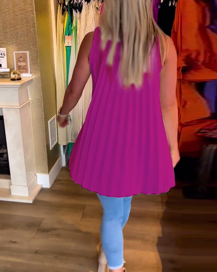 Nina® | Sleeveless top with ruffles and a collar