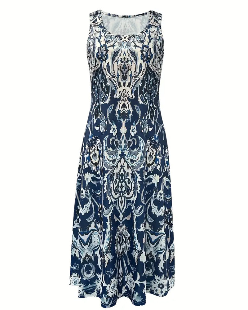 Sleeveless Trendy Printed Vacation Dress