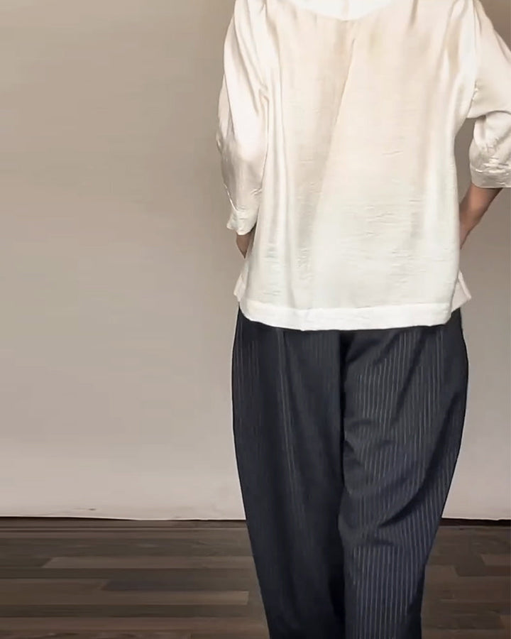 Casual Pants with Retro Stripes