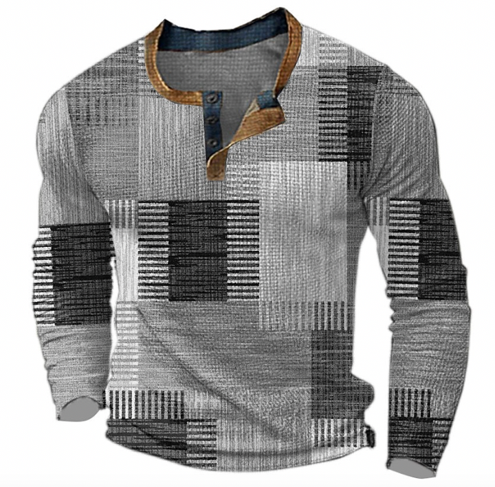 Fré | Stylish Henley shirt with geometric pattern