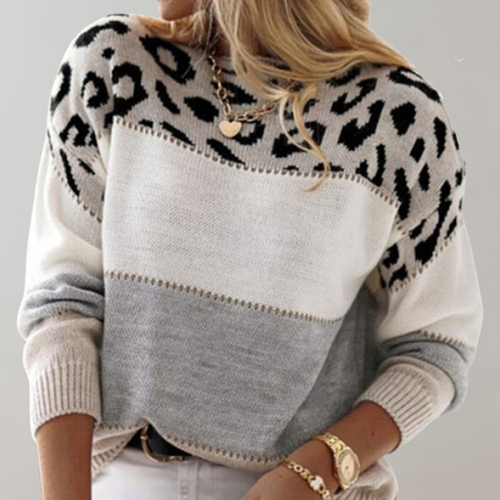 ELIONYSSE – LEOPARD PRINT CASUAL SWEATER