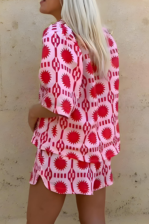 MARISSE – BEACH STYLE PRINTED SHIRT AND SHORT SET