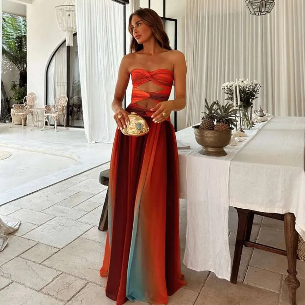 Diana | Elegant Color-Block Maxi Dress