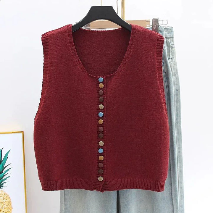 THE MARIBEL - COLOR-BUTTON KNIT VEST