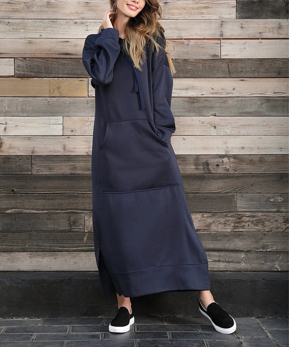 Ciska™ - Elegant Hooded Dress with Long Sleeves