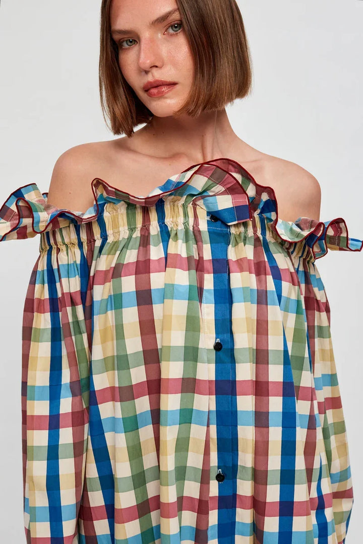 Off-Shoulder Ruffle Maxi Dress