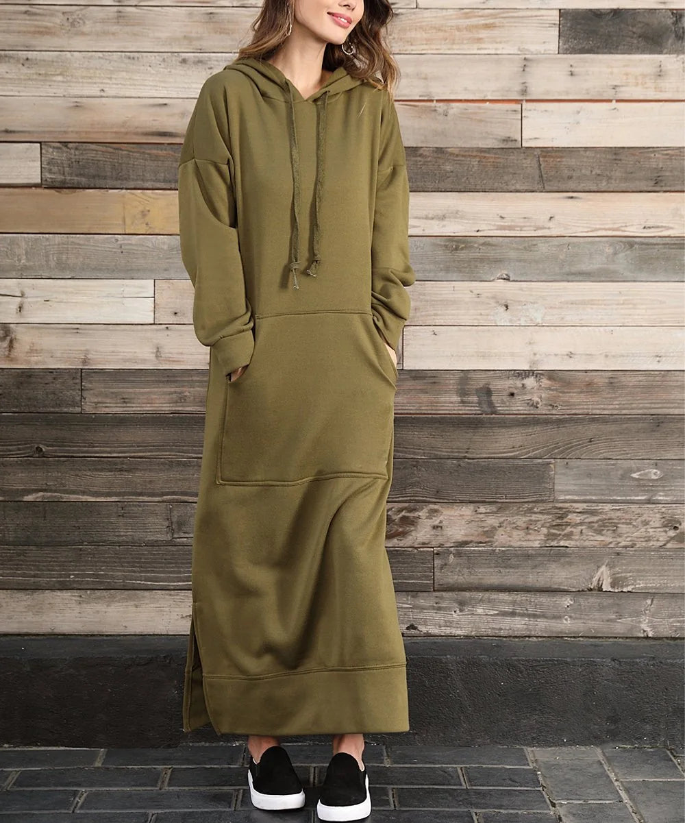 Ciska™ - Elegant Hooded Dress with Long Sleeves