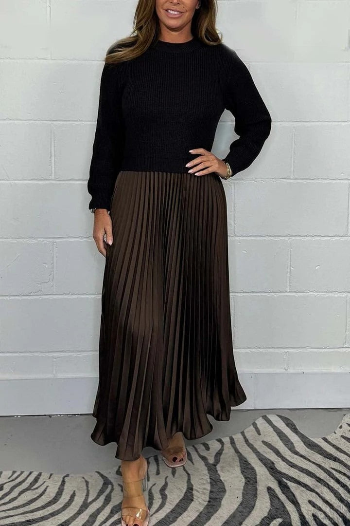 CAMILLA – MAXI DRESS WITH SWEATER & PLEATED SKIRT