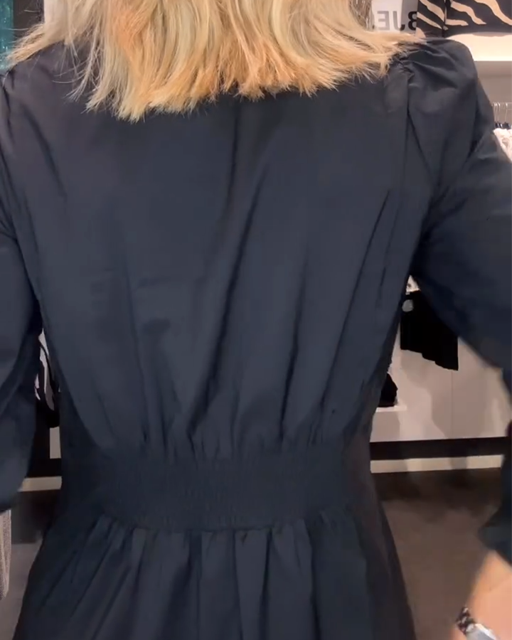 A-Line Dress with Puff Sleeves and Defined Waist