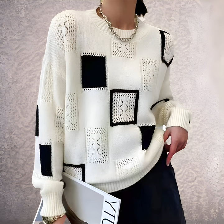 Samantha - Monochrome Patchwork Sweater