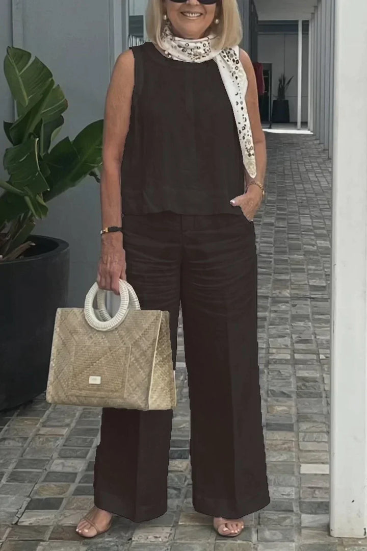 ZURI – COTTON AND LINEN SLEEVELESS SUIT