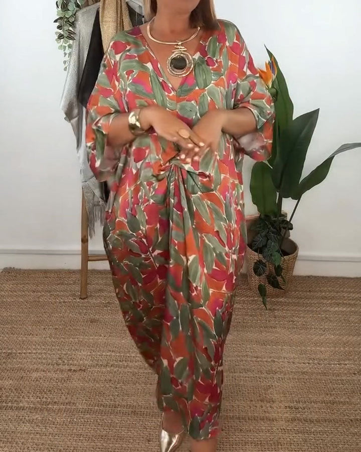 Dress with V-Neck and Twisted Pattern