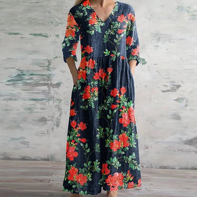 Kirsten | Floral V-Neck Maxi Dress