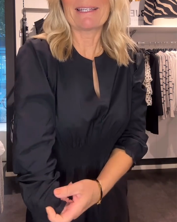 A-Line Dress with Puff Sleeves and Defined Waist