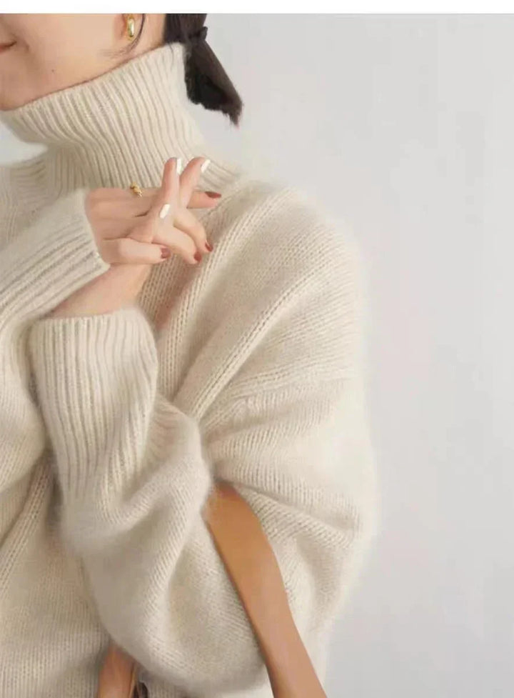 Kayla - High Collar Loose Knitted Sweater