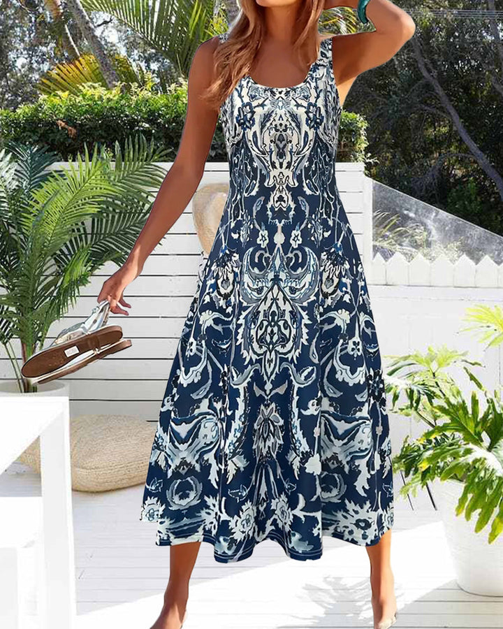 Sleeveless Trendy Printed Vacation Dress