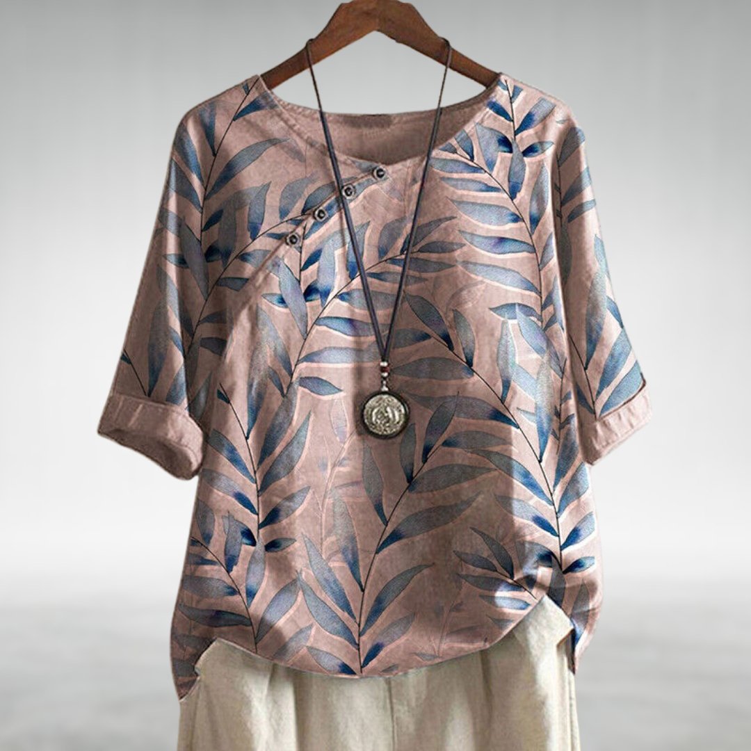 Sophie | Botanical Asymmetrical Button Blouse